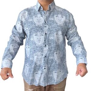 Kinolau by Manaola long sleeve Aloha shirt linen viscose XL